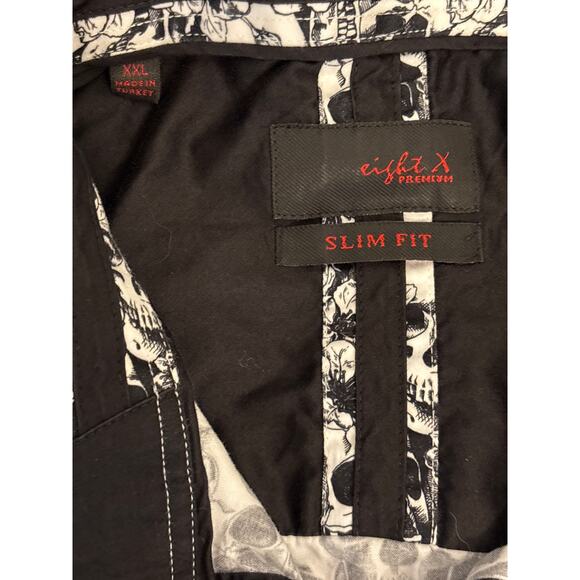 Hawaiian Skulls slim Button Down AOP all over print Shirt Eight-X 2XL 23x29 xxl - Picture 3 of 7